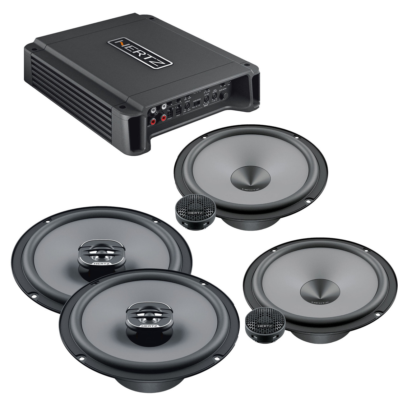 Hertz One Pair of K-165 UNO Series 6.5 2-Way Component Speakers and One  Pair X 165 UNO Series 6.5 Coaxial Speakers