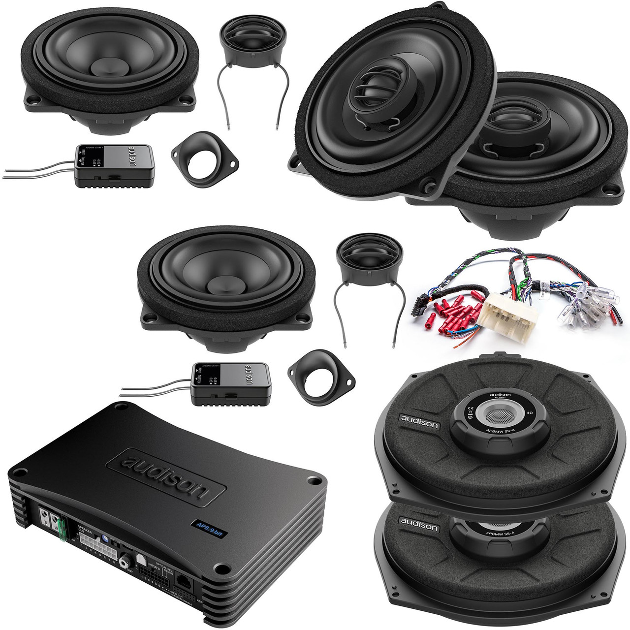 Audison Front, Rear Amplifiers, and Subwoofers Bundle Compatible With 04-11 BMW 1 Series 5 Door E87 HiFi Sound System Creative Audio