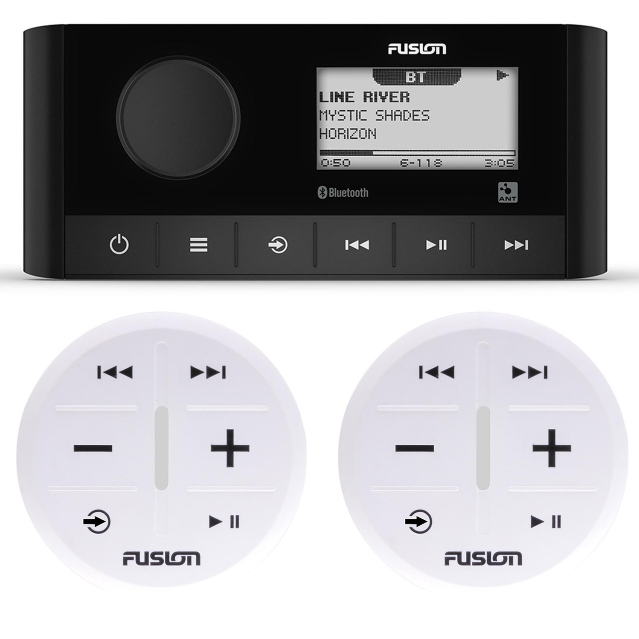 Fusion MS-RA60 Marine Stereo With 2 Fusion ARX70W Wireless Remotes