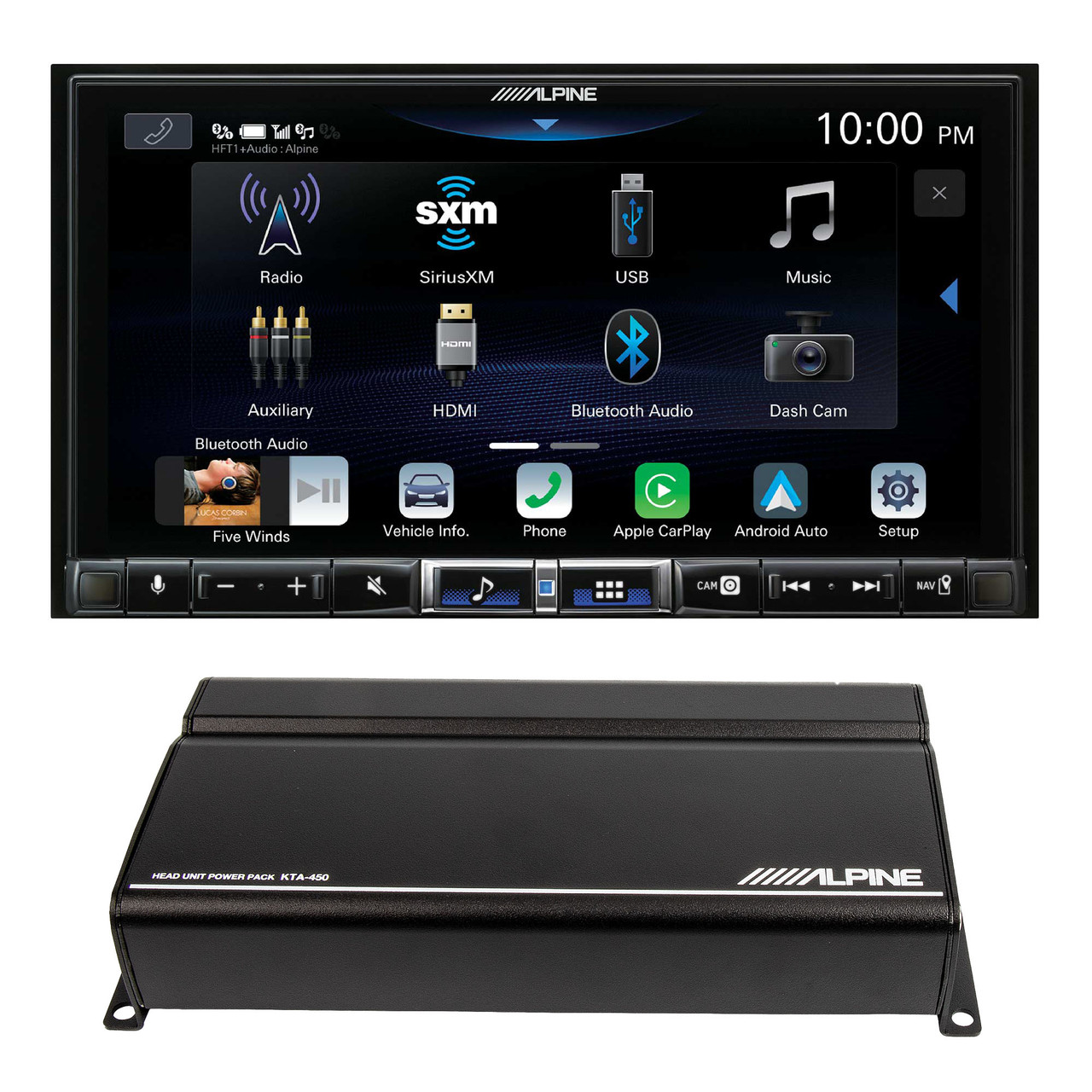 Alpine iLX-507 Shallow Chassis 7-Inch Multimedia Receiver compatible with  Apple Carplay and Android Auto with Alpine KTA-450 Power Pack Amplifier  with