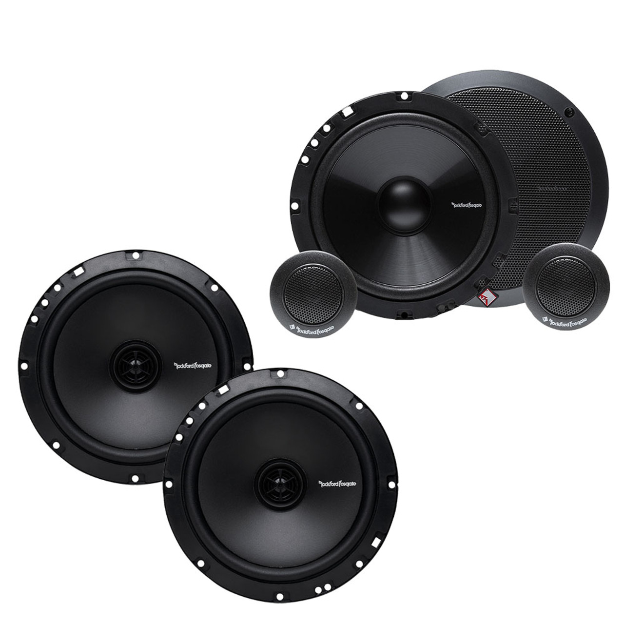 Rockford Fosgate R1675-S 6.75” 2-Way System (pair) & R1675X2 6.75” Full  Range Coaxial Speakers (pair), Grilles Included