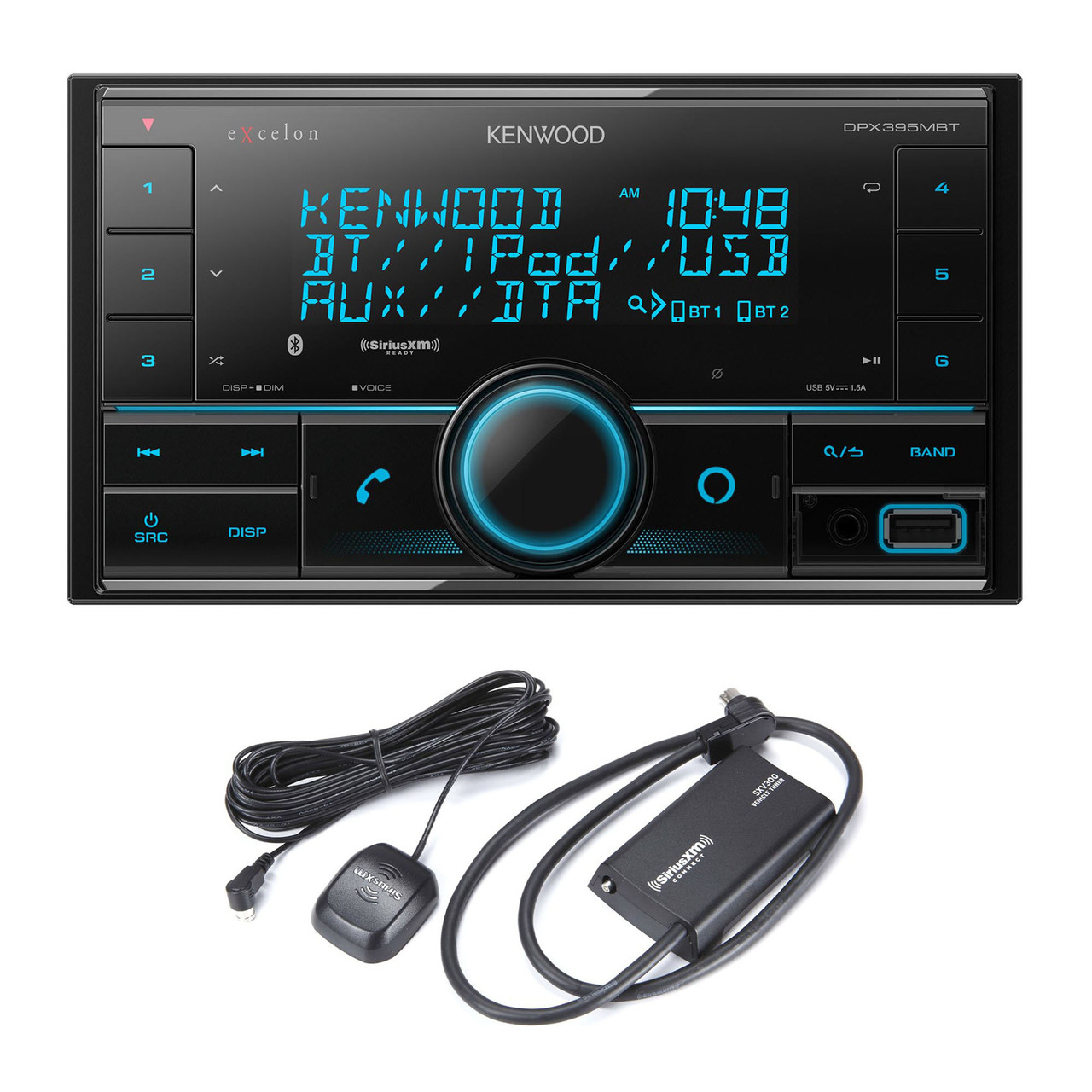 electrodo ranura eso es todo Kenwood DPX395MBT Bluetooth AUX and USB Double DIN CD receiver with a  Sirius XM SXV300v1 Connect Vehicle Tuner Kit for Satellite Radio - Creative  Audio