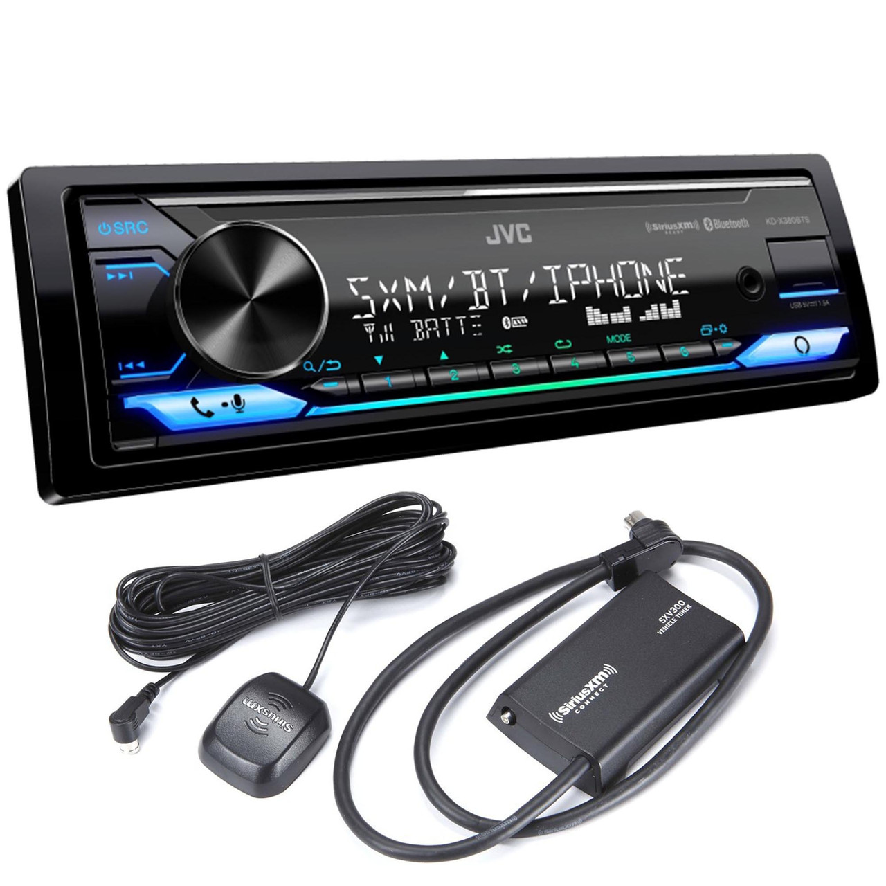 JVC KD-X380BTS Digital Media Receiver featuring Bluetooth® / USB / SiriusXM  /  Alexa / 13-Band EQ / Variable-Color Illumination / JVC Remote App