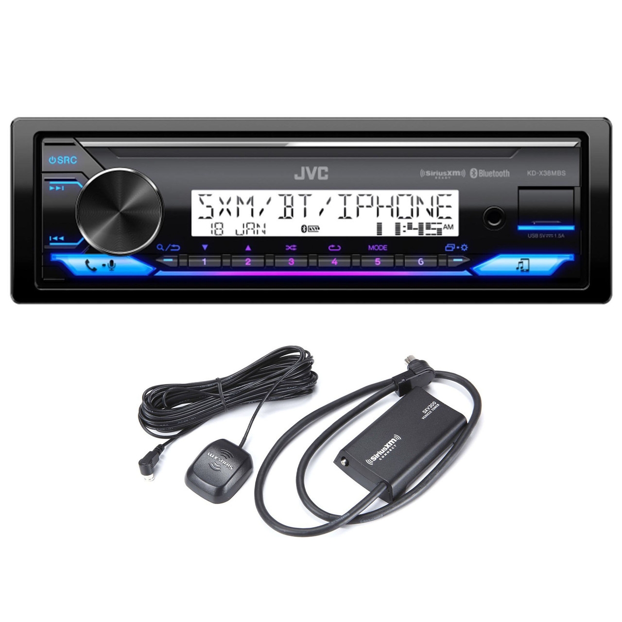 JVC KD-X38MBS Marine/Powersports Radio Receiver Bundled with