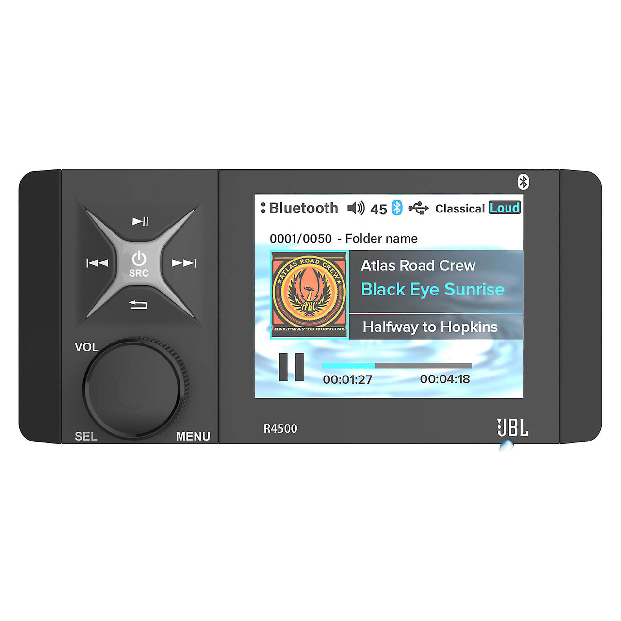 JBL R4500 Wake Series Marine Digital Media Receiver AM/FM, 4-Channel High  Power, Bluetooth DIN Style Radio w/ Color LCD Screen / Zone control