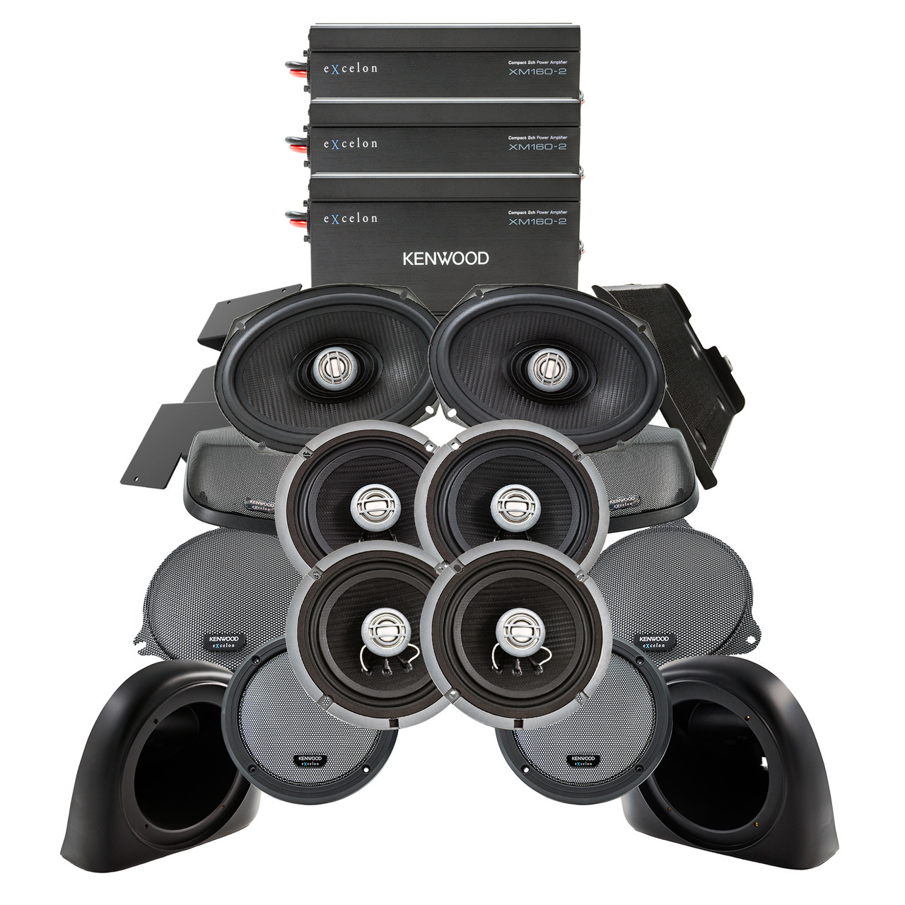 Kenwood 3 2-Channel Amplifiers with 2 Pair of 6 1/2