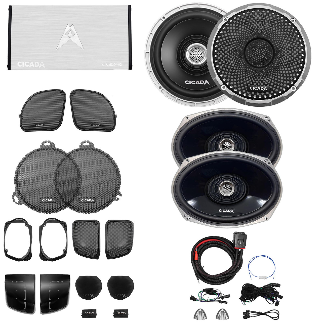 Cicada Audio CXCX-4X4 - 4-Channel Coaxial Amplifier & 4 Speaker