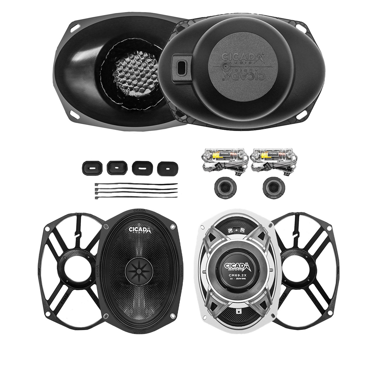 ■木村です155kg+2.5×2+1.25×4 165kgセット 2 Cicada Audio CXK69.2 - Component 6x9-inch Kit with CM69.2X, RR075T