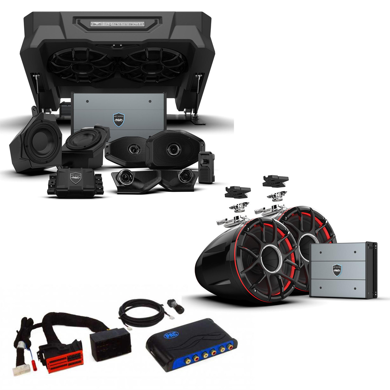 Wet Sounds JEEP-JL-LVL1-C - 1000 Watt 6 Speaker Audio Upgrade Kit