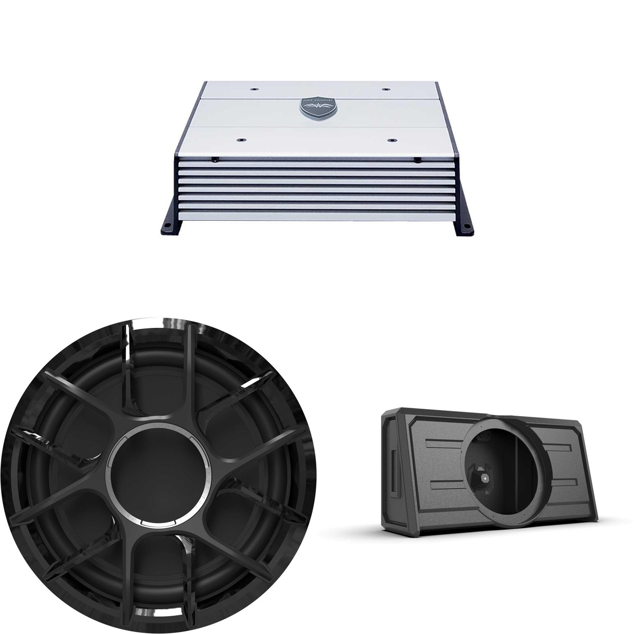 PKG-ZERO 12-S4 ENC-HTX2 | Wet Sounds ZERO 12 Sub/Enclosure/Amp Kit
