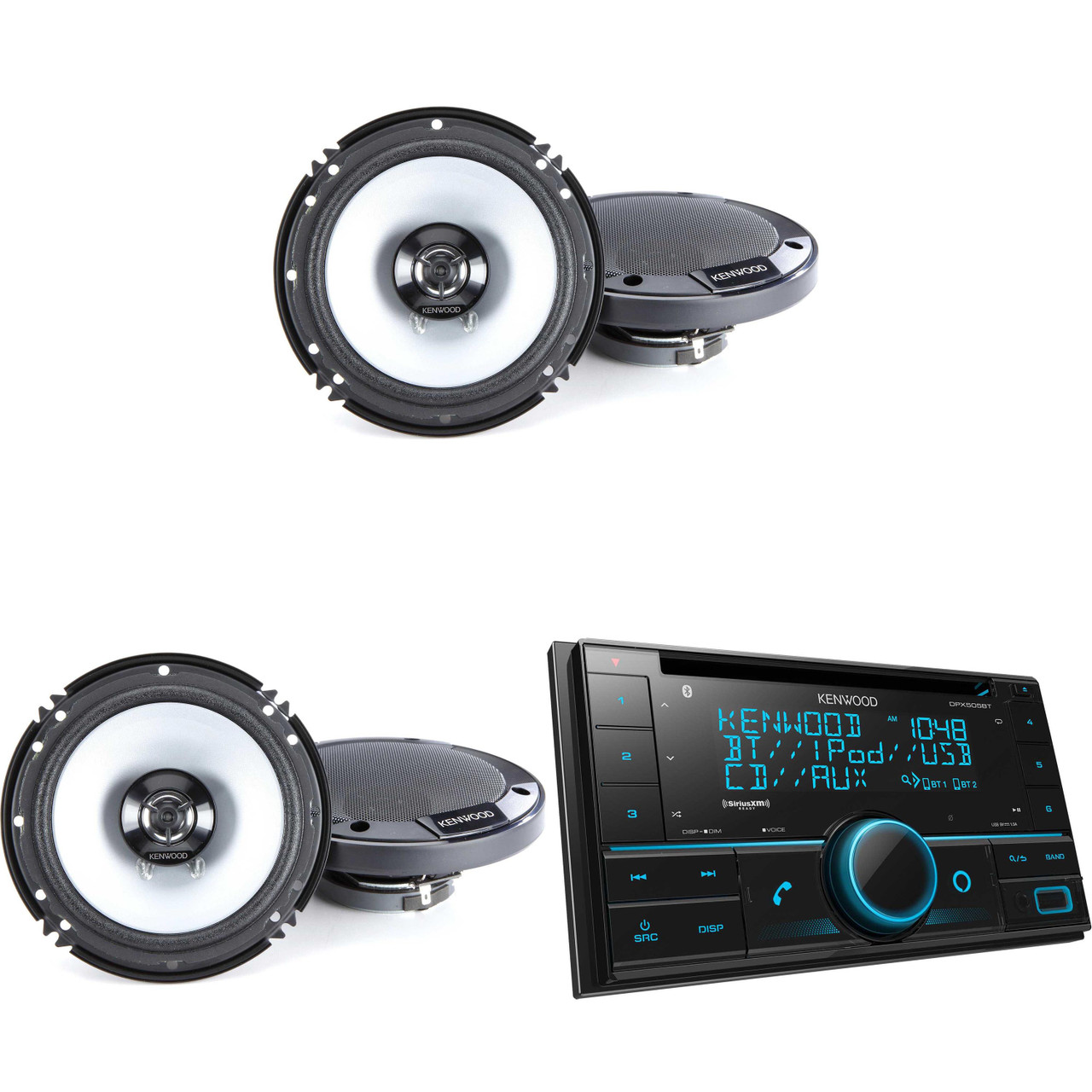 Kenwood DPX505BT Bluetooth USB Double DIN CD Receiver with 2 Pairs