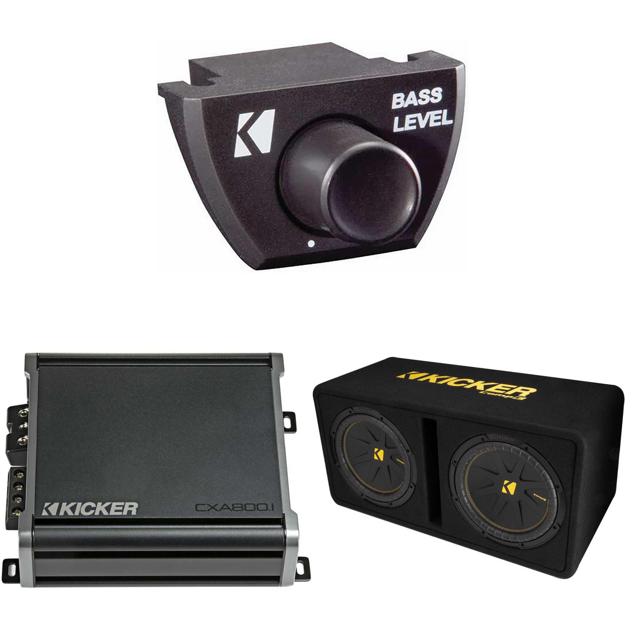 Kicker Dual 12 Inch Comp Bass Package 50DCWC122 with CXA8001, Bass