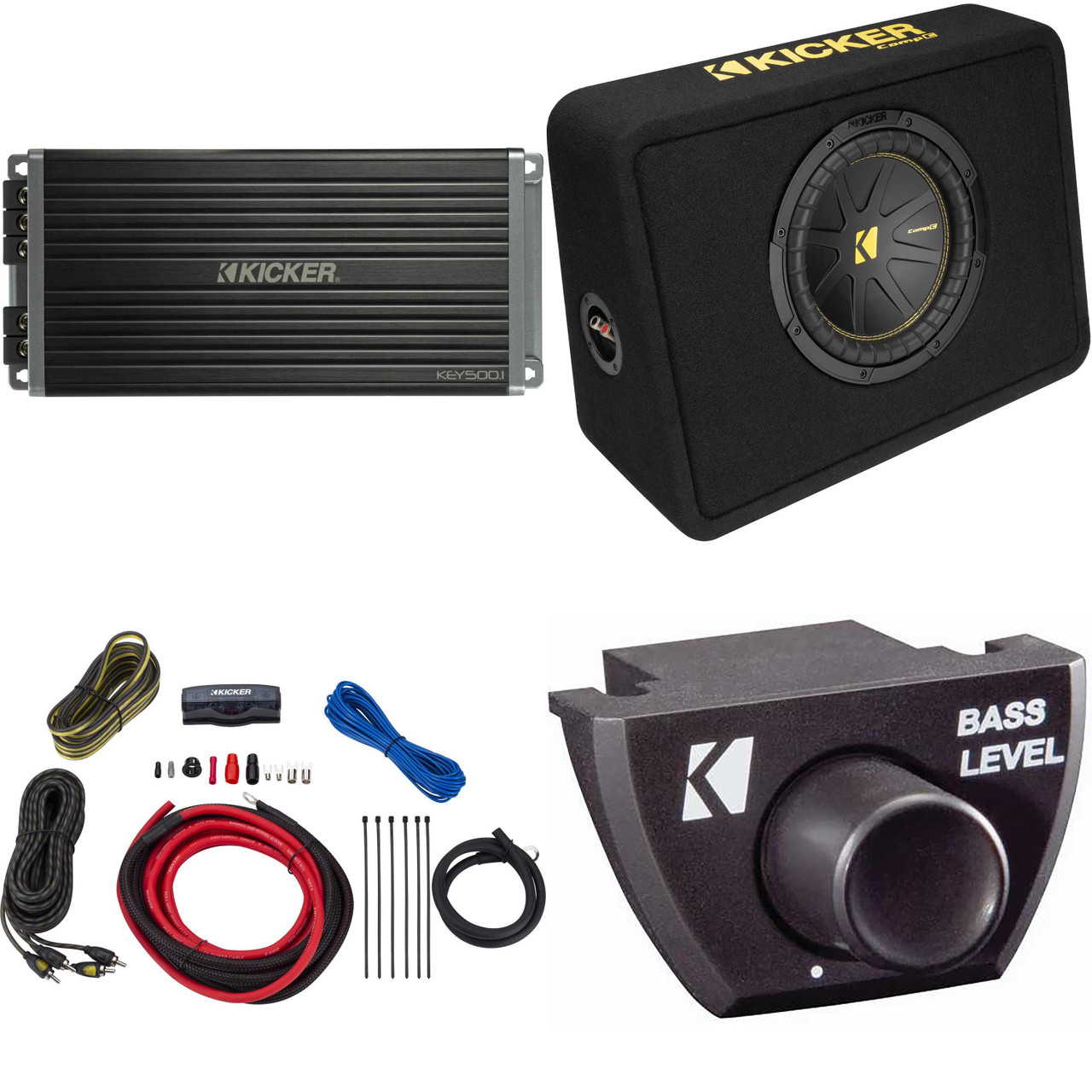 Kicker 10 Inch Comp Truck Bass Package 50TCWC102 with 47KEY500.1