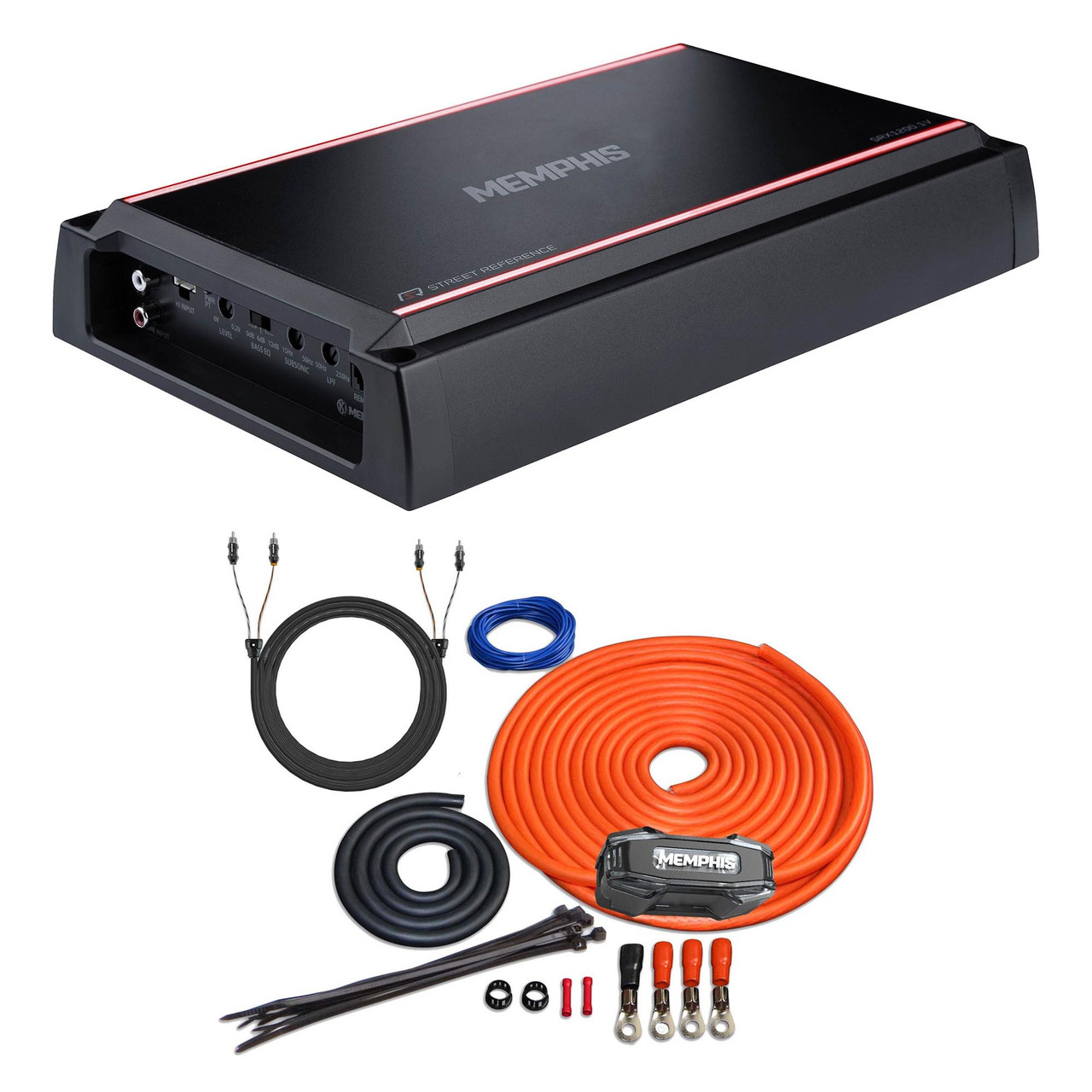 Memphis SRX1200.1V 1200x1 at 1 Ohm SR Amplifier with Memphis 4 ga