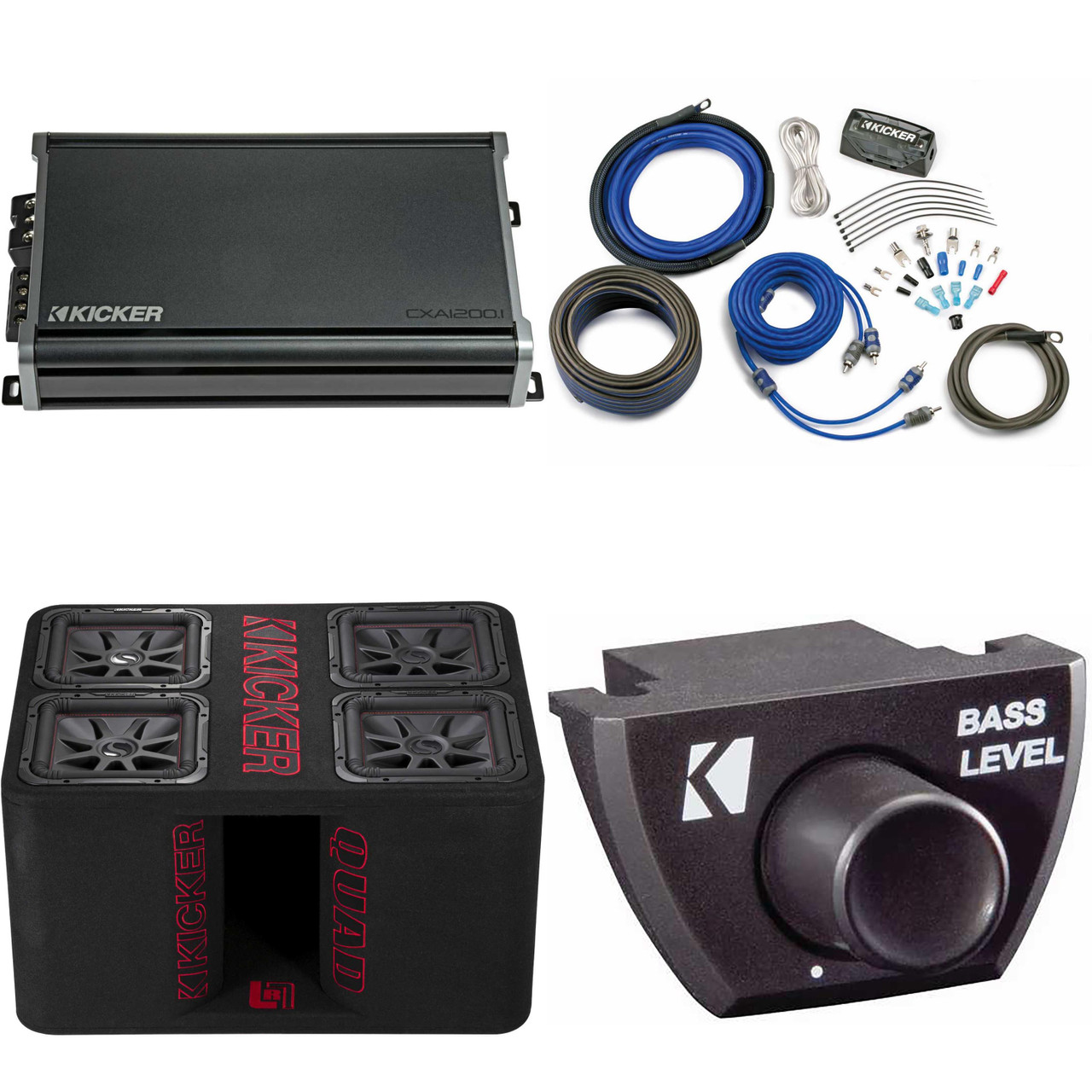 Kicker 47QL7R122 12-Inch (30cm) Loaded Ported Quad Box, 2