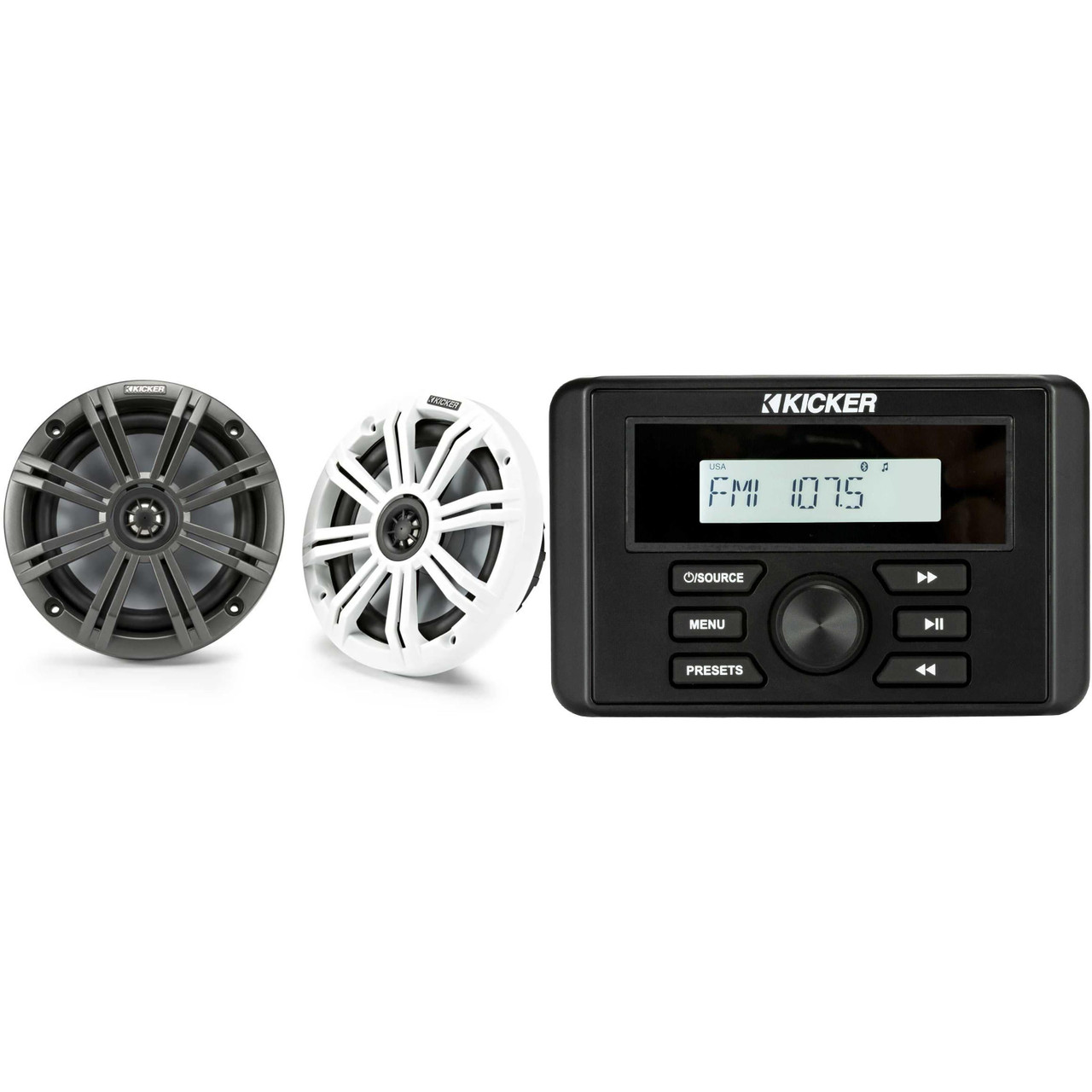 Kicker 46KMC3 Marine Gauge-Style Source & 45KM654 6.5