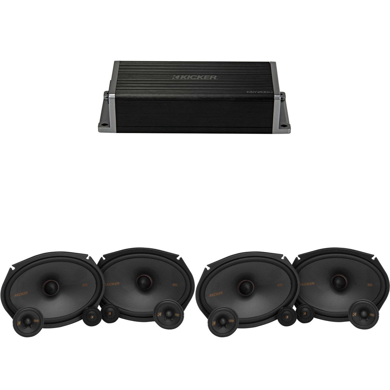 Kicker 47KEY2004 4-Channel DSP Smart Amp w/ (2) 51KSS369 6x9
