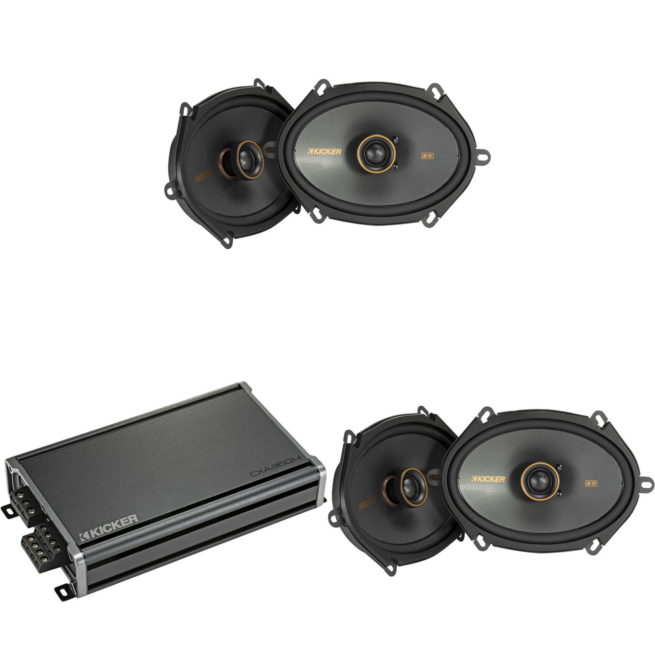 Kicker F150 F Series Speaker & Amp bundle 51KSC6804 KS-Series 6x8