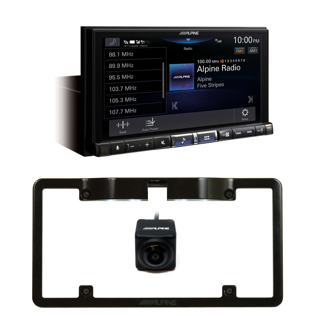 Alpine iLX-507, HCE-C1100 Backup Camera & KTX-C10LP Plate Frame