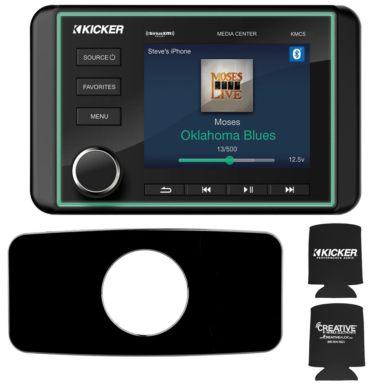 Kicker KMC5 Waterproof Radio With Stinger Marine SEADASH3B