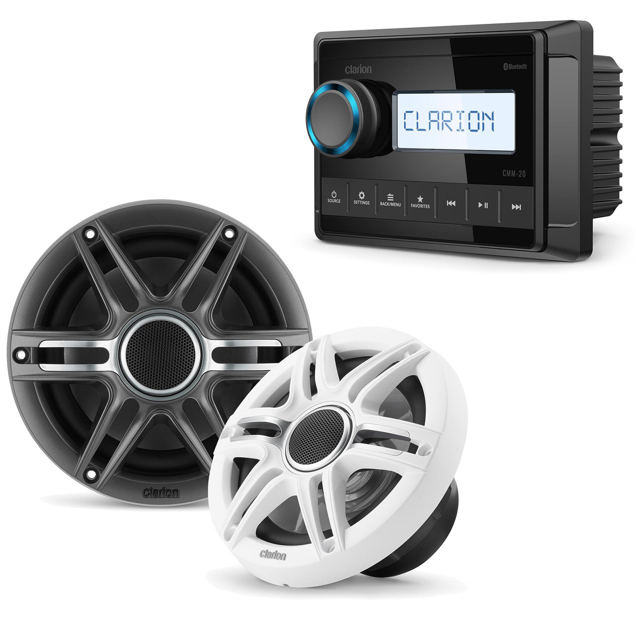 まあ Clarion ボーカルマイクロホン(2本) Clarion CMM-20 Marine Source Unit with a Pair of Clarion CMSP-651