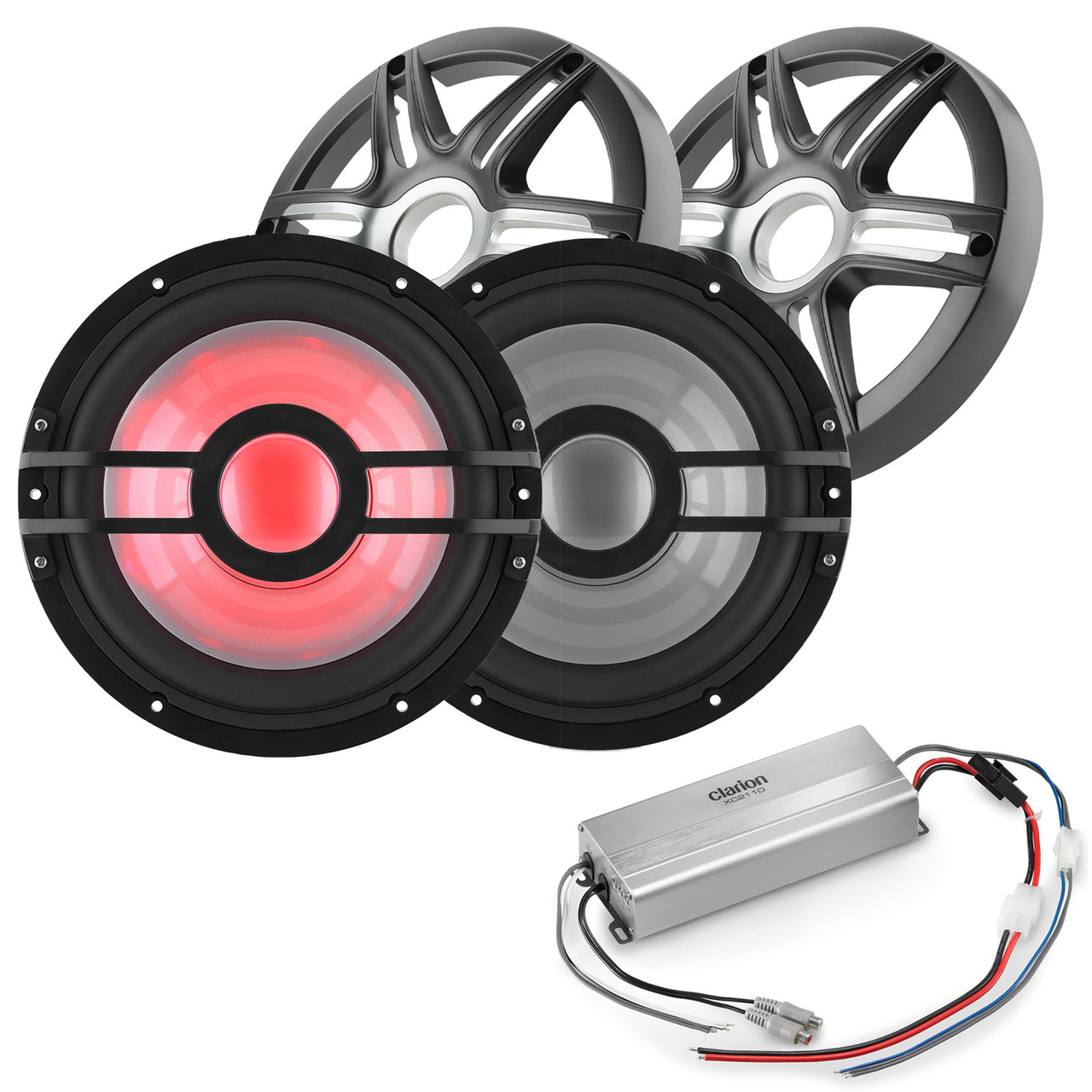 Clarion Marine Bass Bundle - (2) CMSP-101RGB-4 10