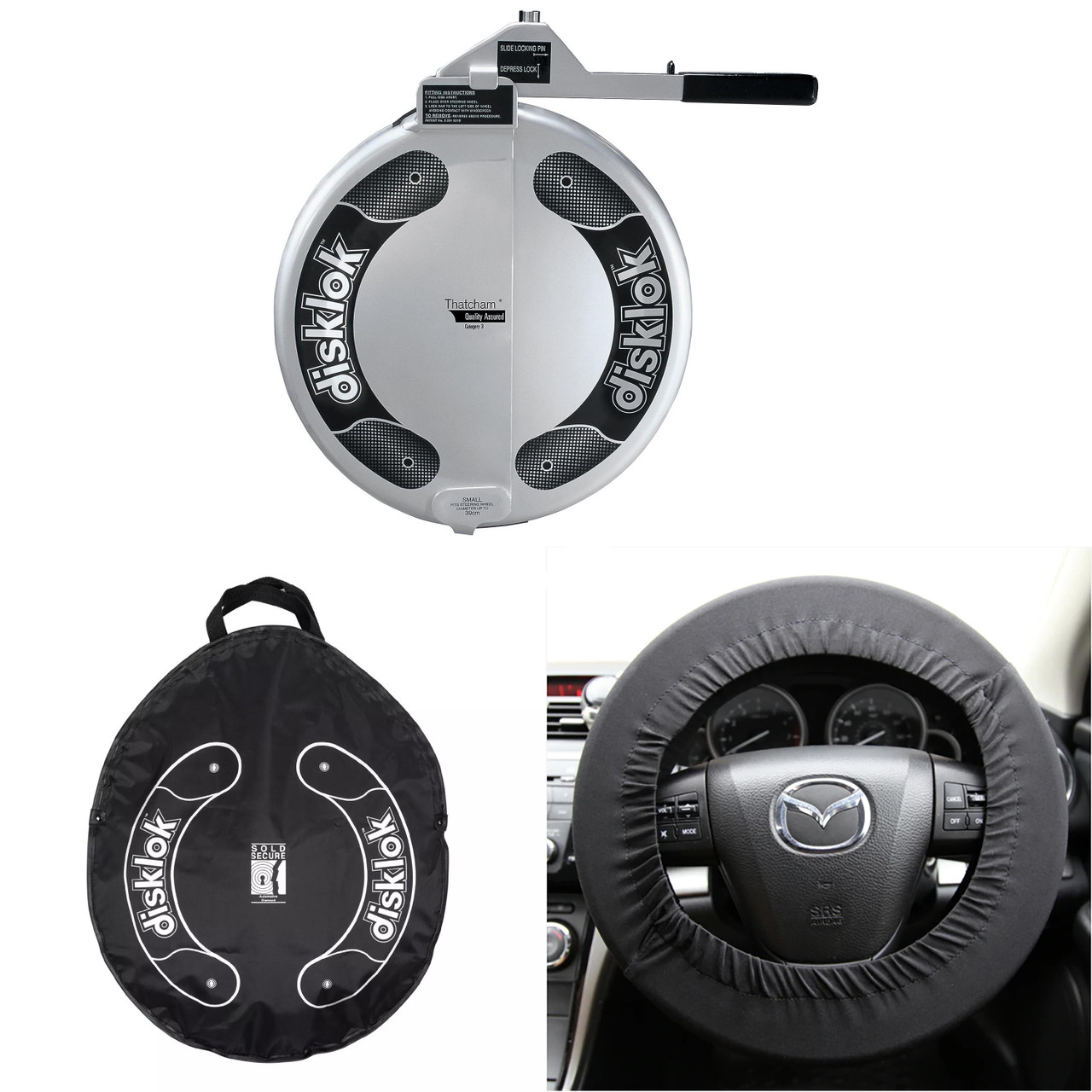 Disklok ステアリングロック Small Disklok Small Steering Wheel Lock with Protective Wheel Cover and