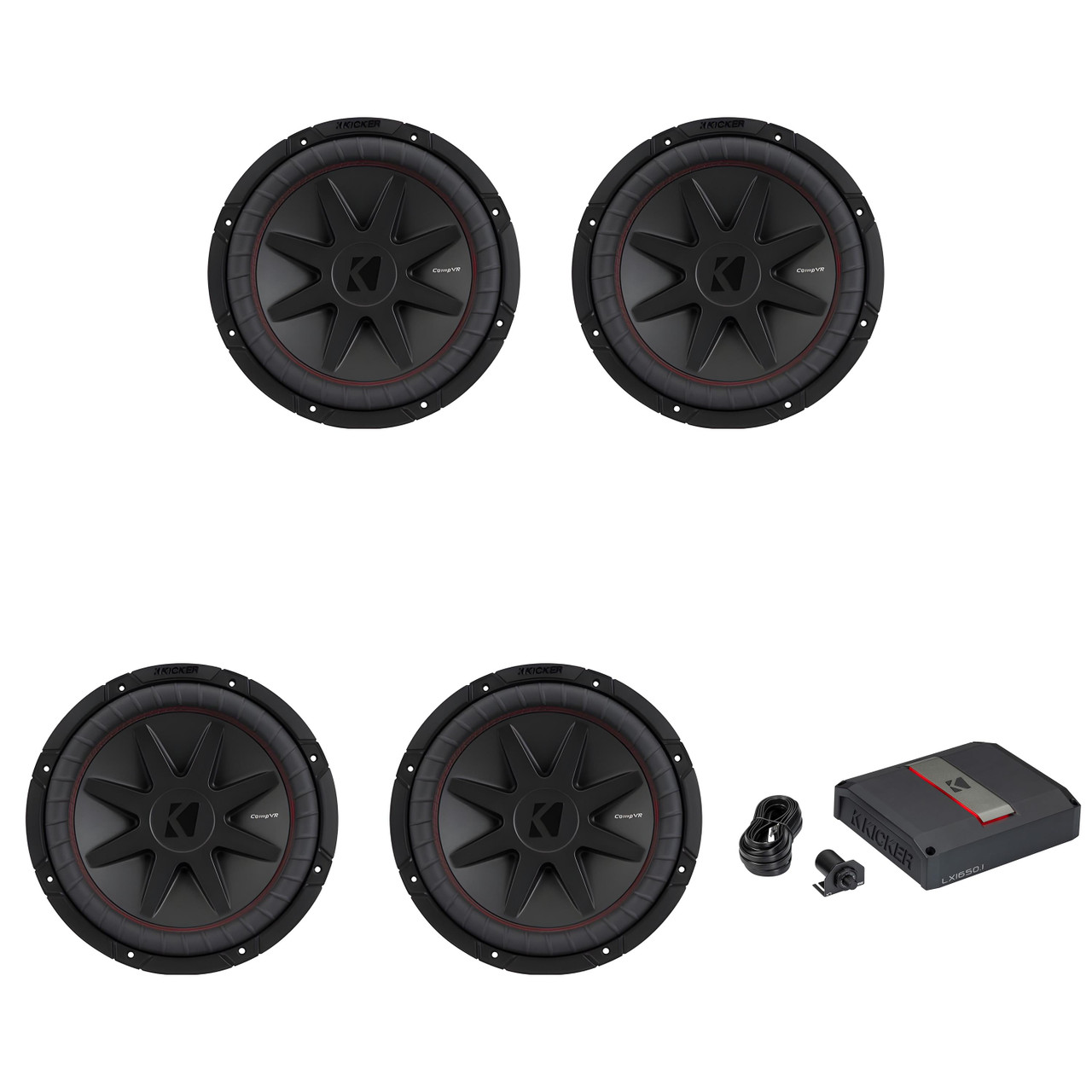 Kicker 12 Inch CVR Woofer (4) 52CVR122 Package with 51LX16501