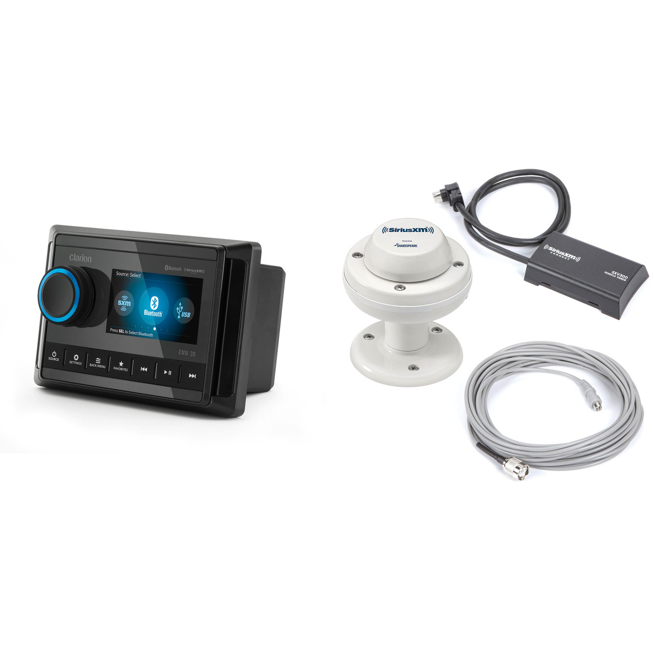Clarion CMM-30 Marine Source Unit with Color LCD Display with XM