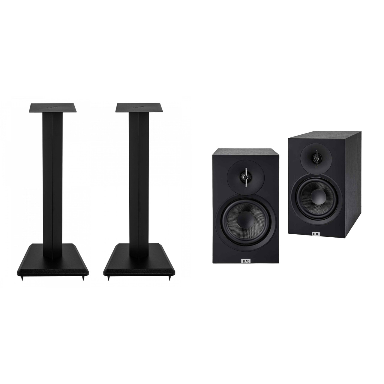 ELAC LS10-B SPEAKER STANDS And DB63-BK BLACK BOOKSHELVES