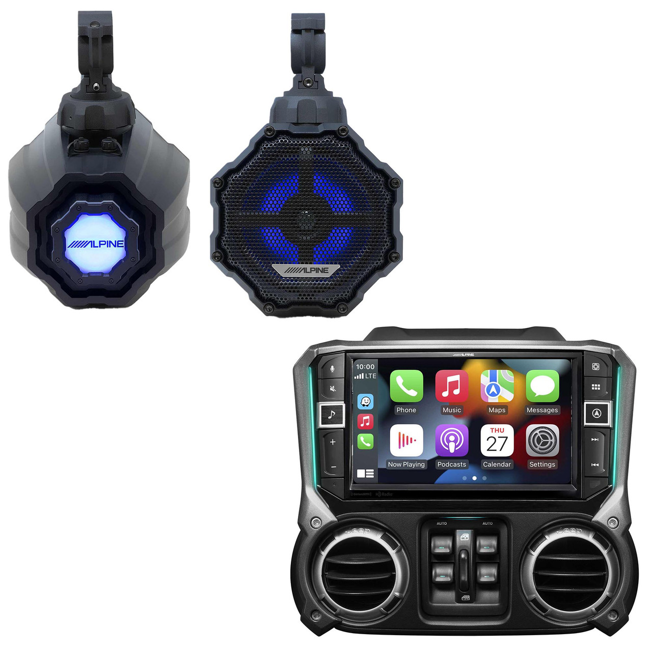 Alpine I509-WRA-JK Receiver w/ SPV-65RGB-CAN 6.5” Cage-Mounted