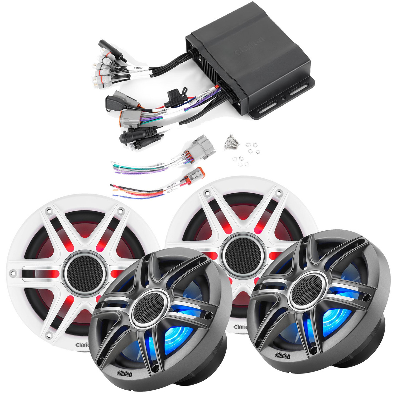 Clarion CMM-30BB Hideaway Marine Source Unit with (2) CMSP-651RGB
