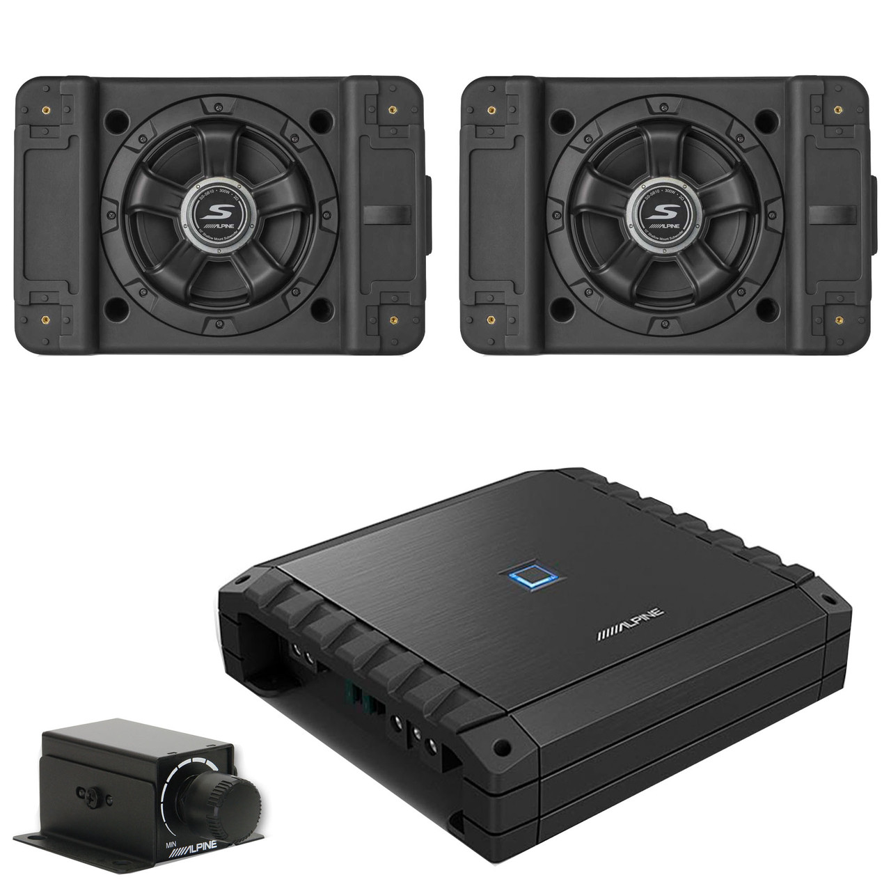 Alpine S2-A60M S-Series Class-D Amp Rux Knob & (2) SS-SB10 Single
