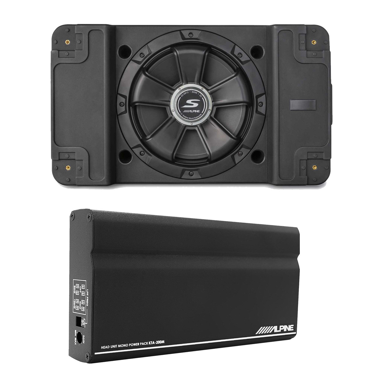 ALPINE EX500V ヘッドユニット Alpine KTA-200M Mono 400-Watt Power Pack Amp & SS-SB12 Single 12