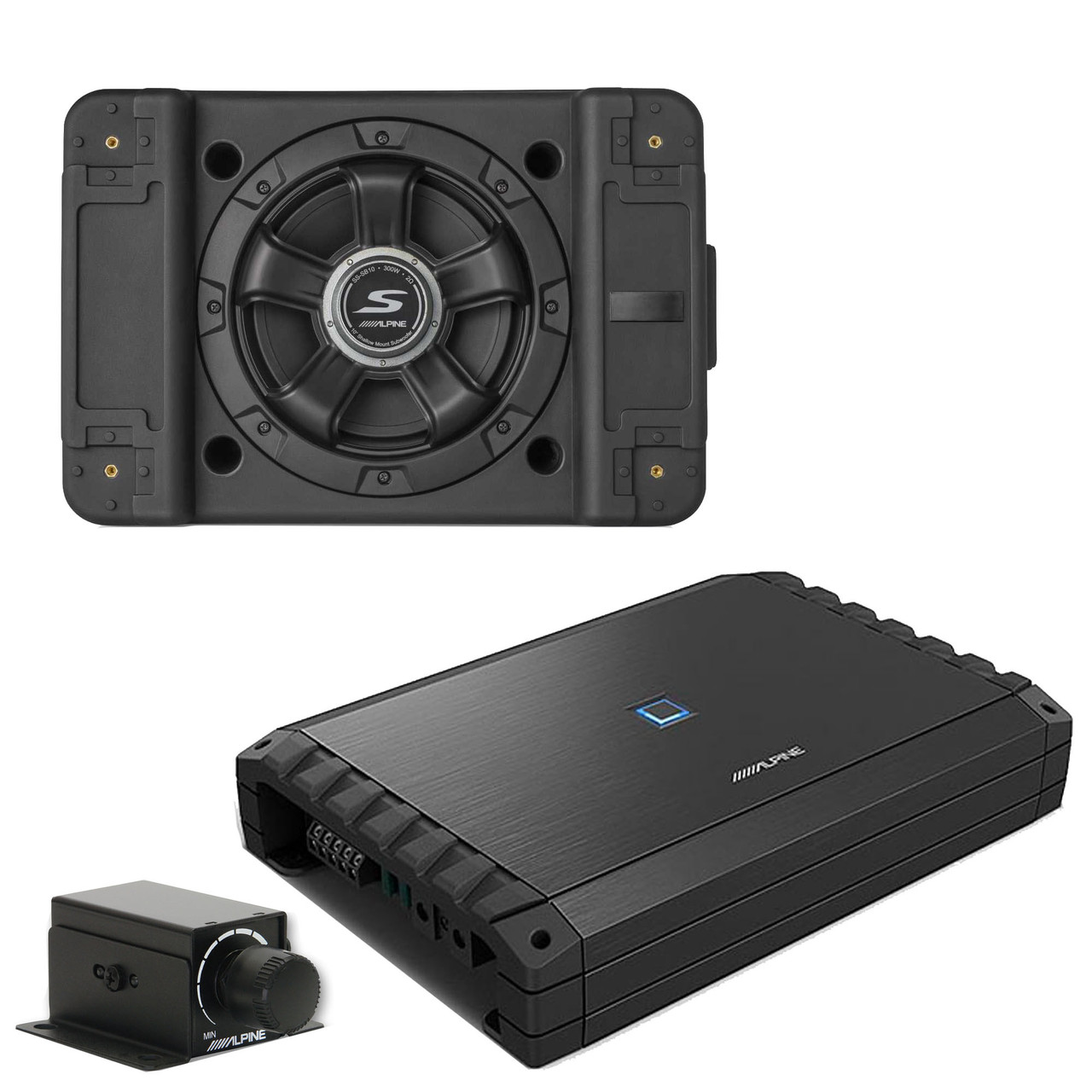 ALPINE 700w SWD1600 おまけ付き Alpine S2-A55V S-Series 5-Channel Amp / Rux Knob & SS-SB10 Single