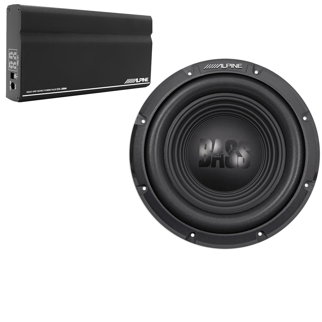 Alpine KTA-200M Mono Power Pack Amp with Alpine W10S4 10