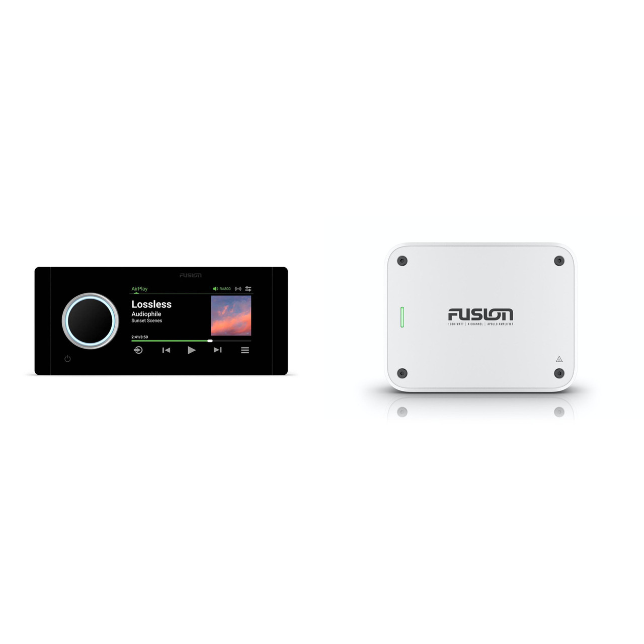 INTEGRATED STEREO AMPLIFIER PA-P77 本体 Fusion Apollo MS-RA800 Marine Stereo & MS-AP41200 4ch Amp Bundle
