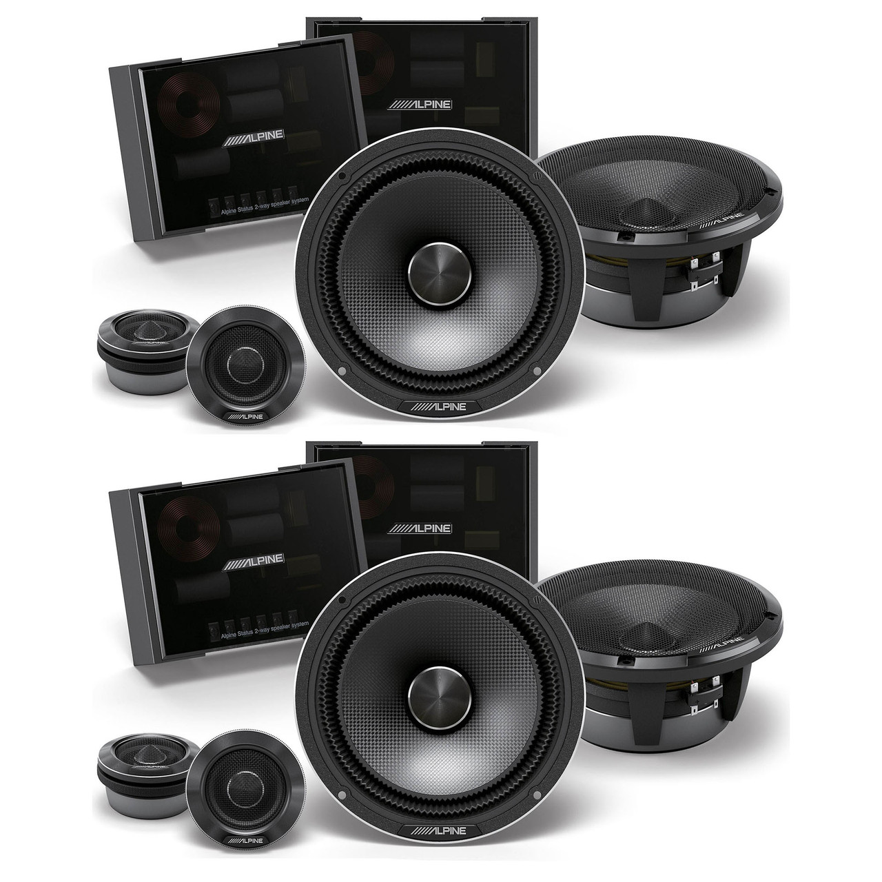 Alpine 2 Pairs HDZ-65C Alpine Status Series Hi-Res 6.5” 2-Way