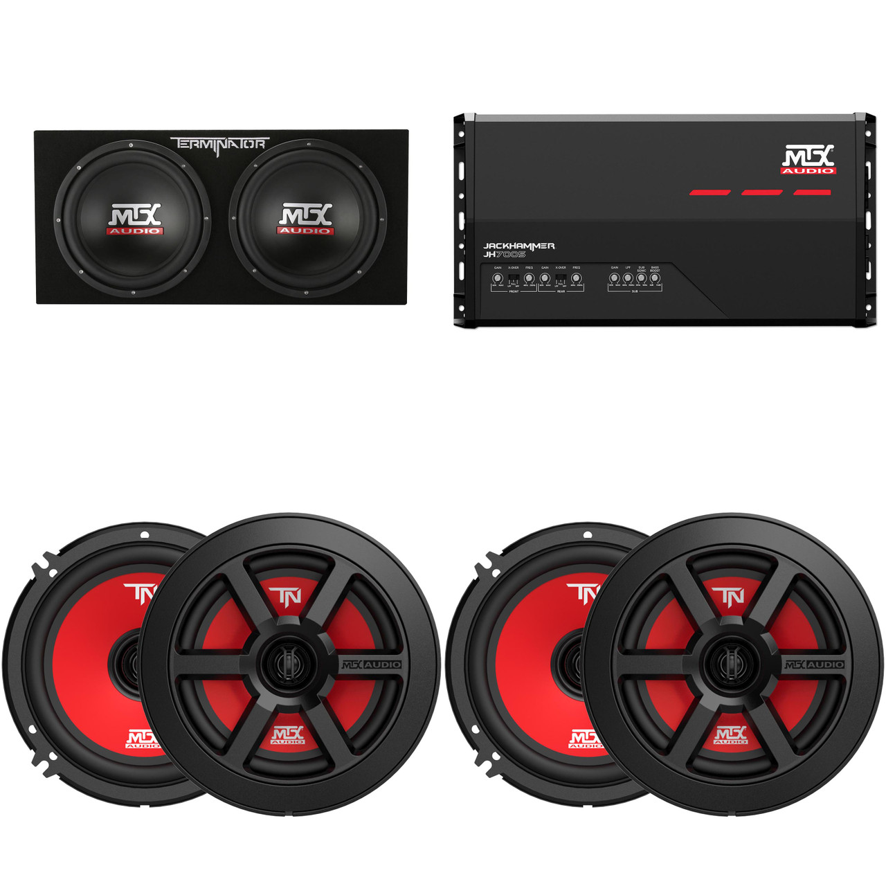 MTX Audio JH7005 Jackhammer 5 Ch. Amp, (2) TERMINATOR6 6.5