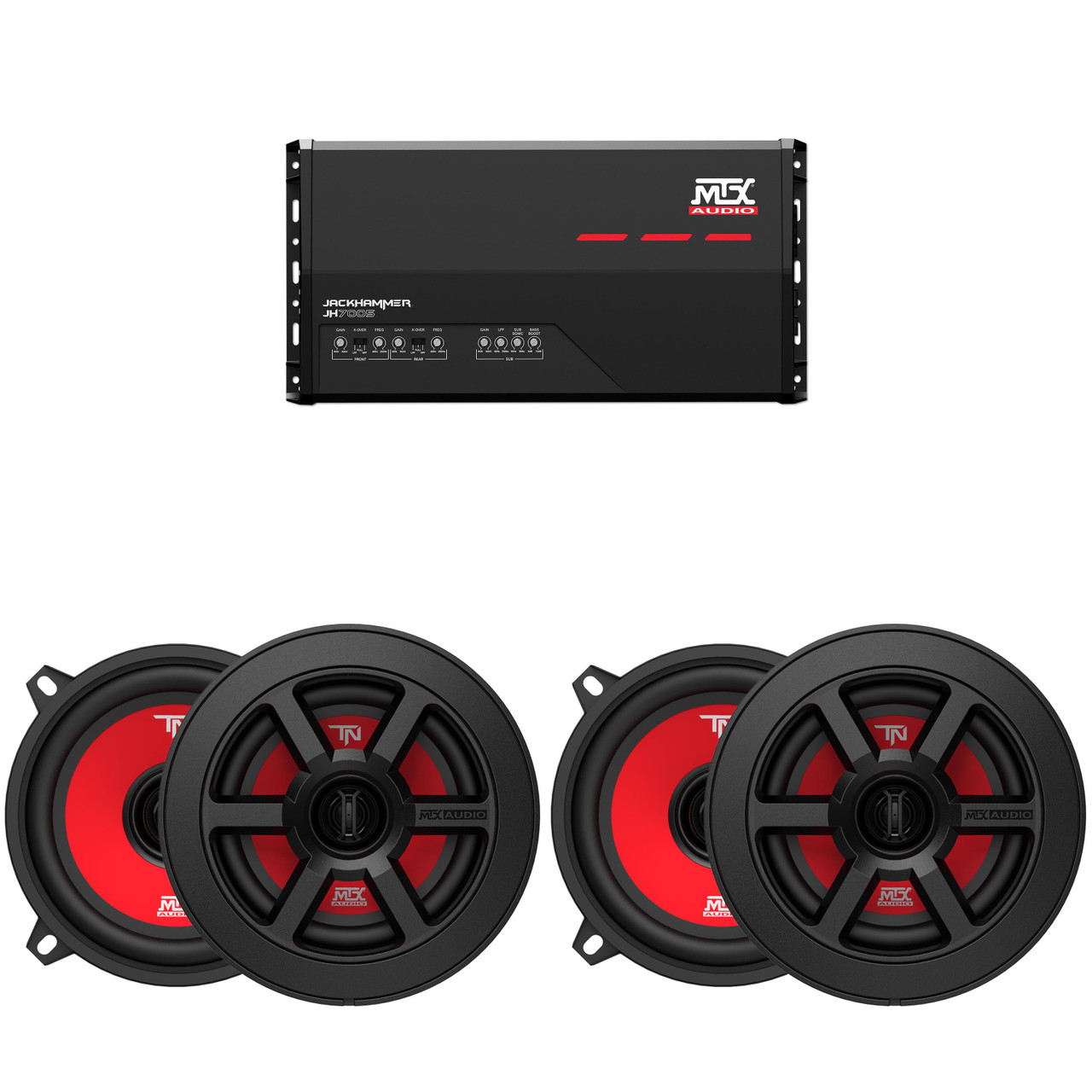 MTX Audio JH7005 Jackhammer 5 Ch. Amp, (2) TERMINATOR 5.25
