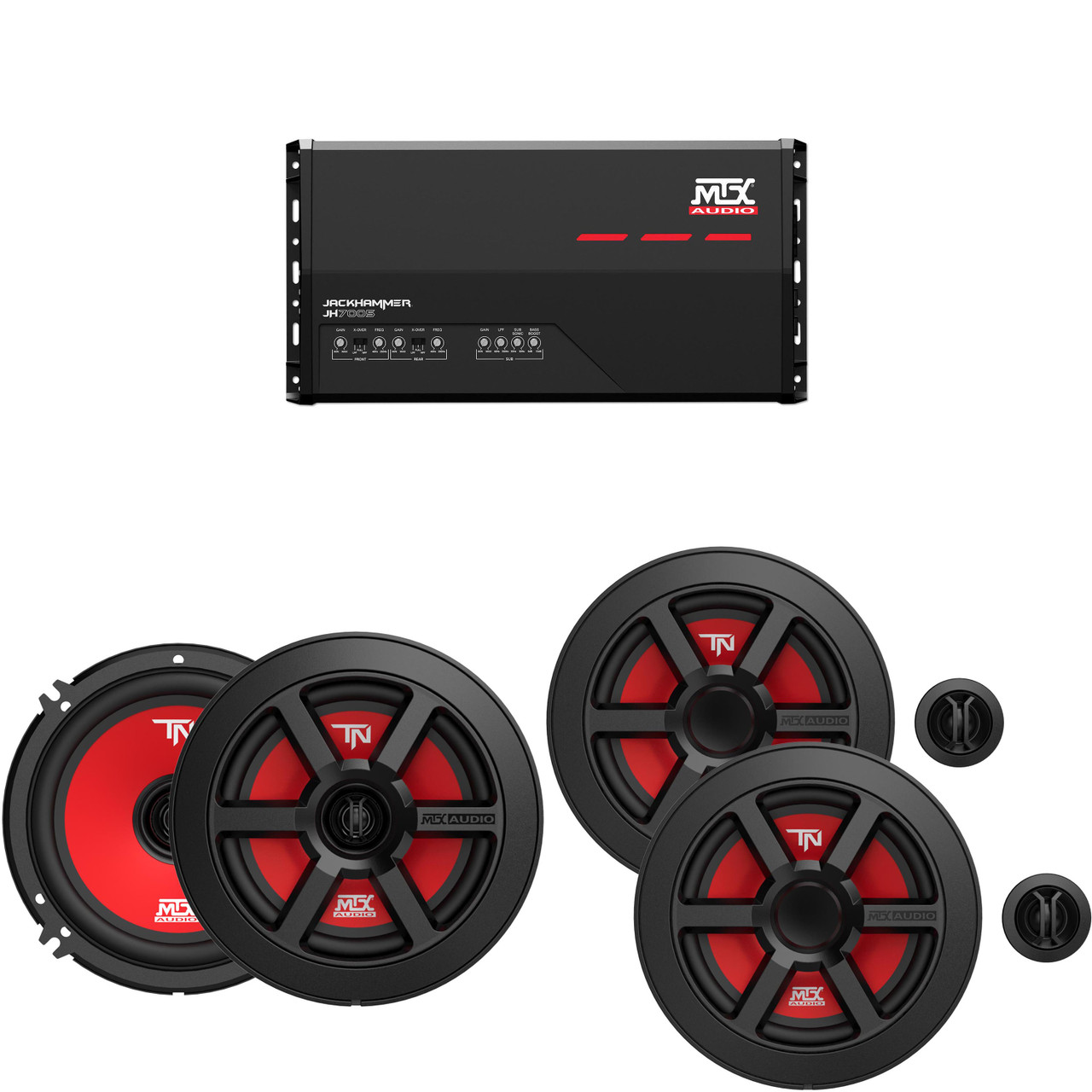 MTX Audio JH7005 Jackhammer 5 Ch. Amp, (2) TERMINATOR 6.5