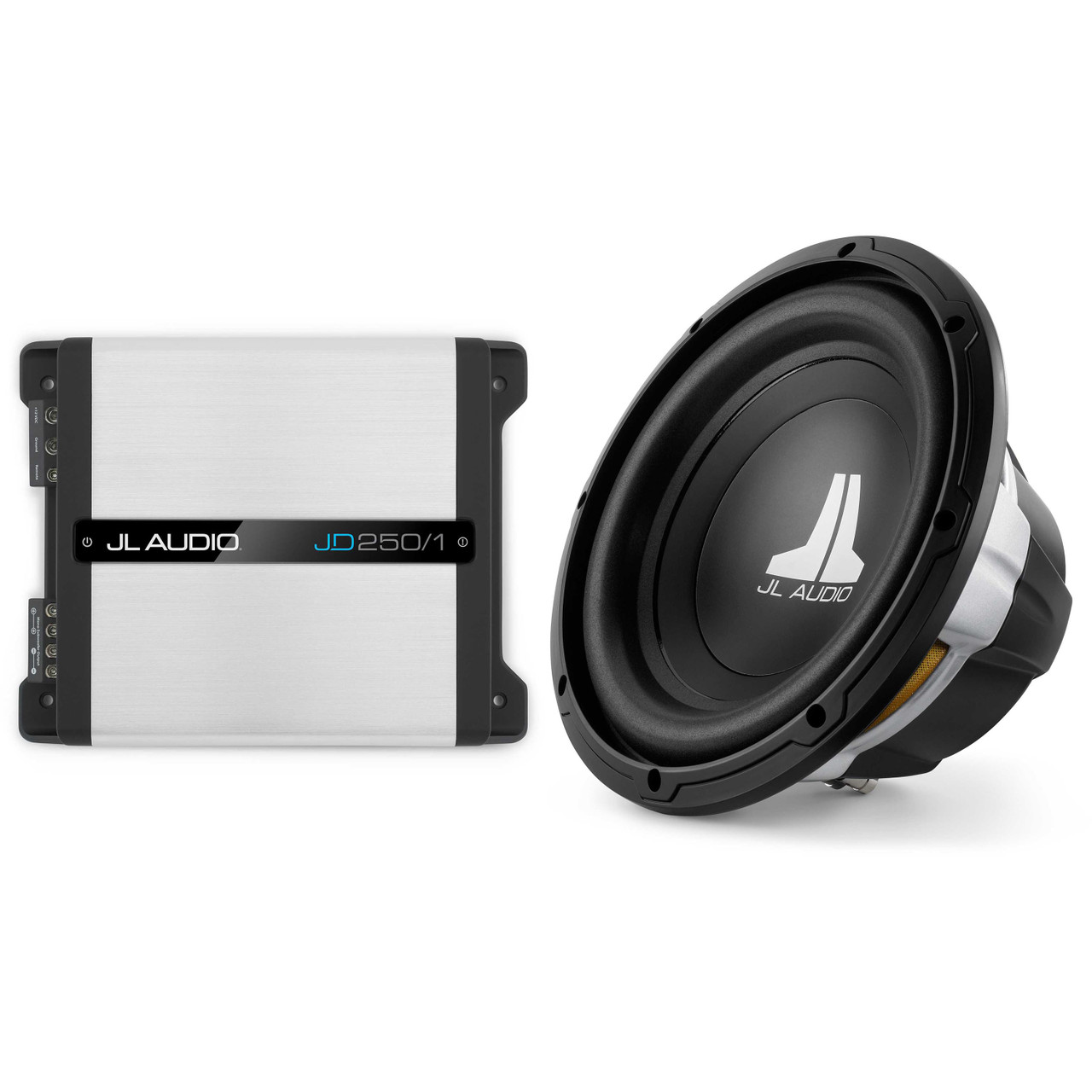 JL Audio 10W0v3-4 10-inch Sub, Single 4 Ω, JD250/1 Amp Bundle