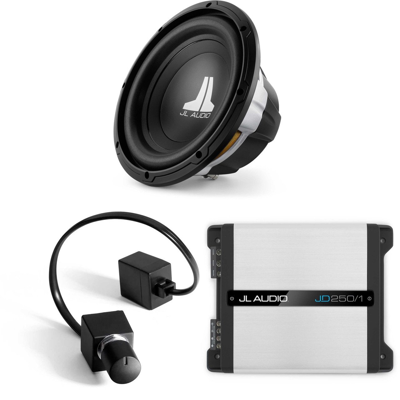 カーオーディオ jl audio subwoofer Jl amplifier JL Audio 10W0v3-4 10-inch Sub, Single 4 Ω, JD250/1 Amp, Bass Knob