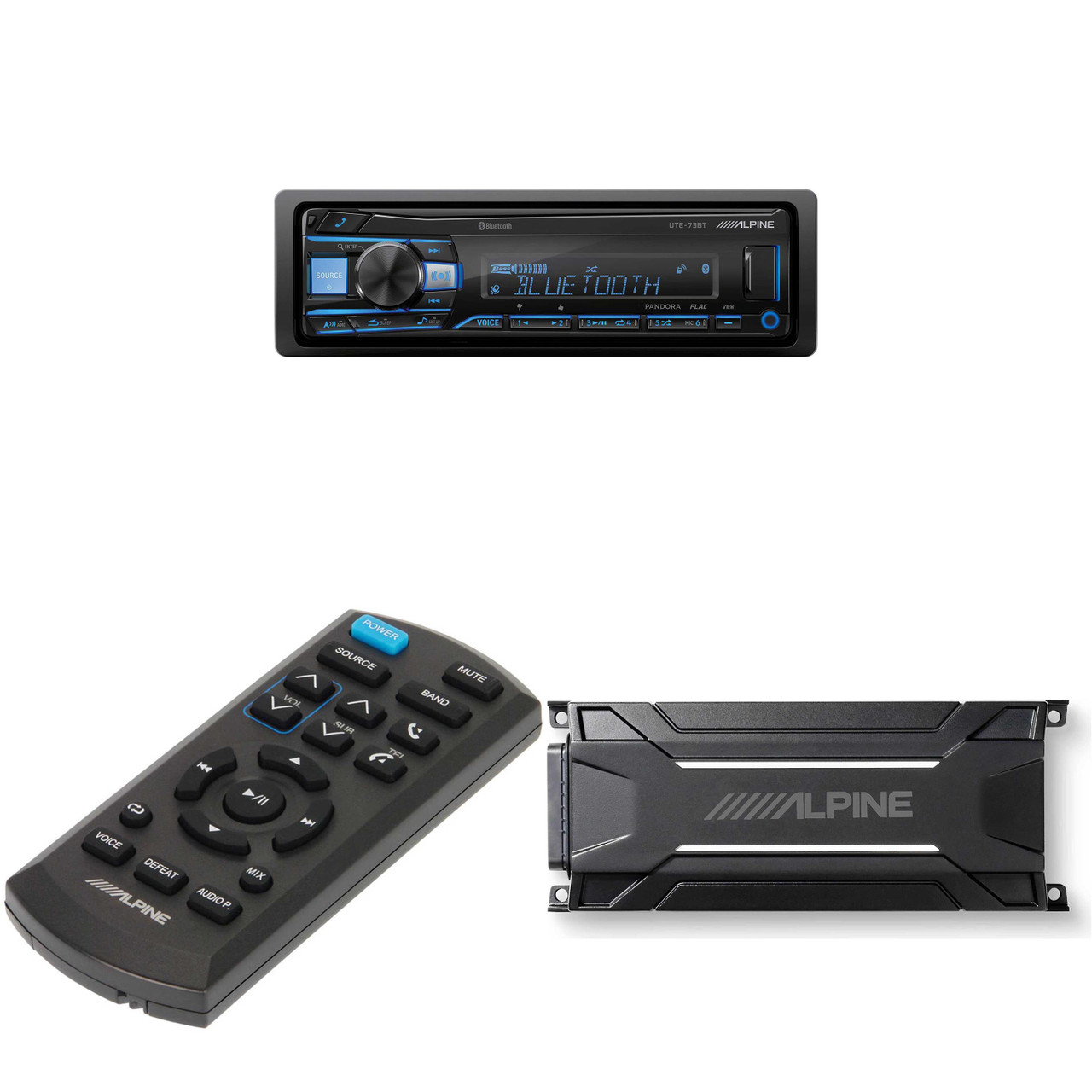 Alpine UTE-73BT, RUE-4360 Remote with KTA-30FW 4-Channel Weather