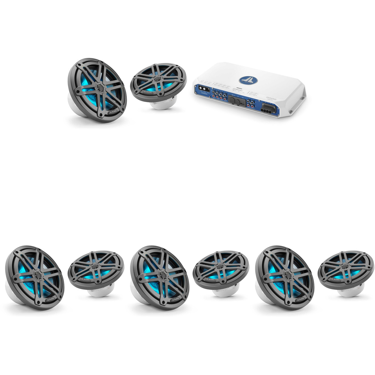 JL Audio MV800/8i w/ (4) M3-770X-S-Gm-i LED 7.7 Sport Grill