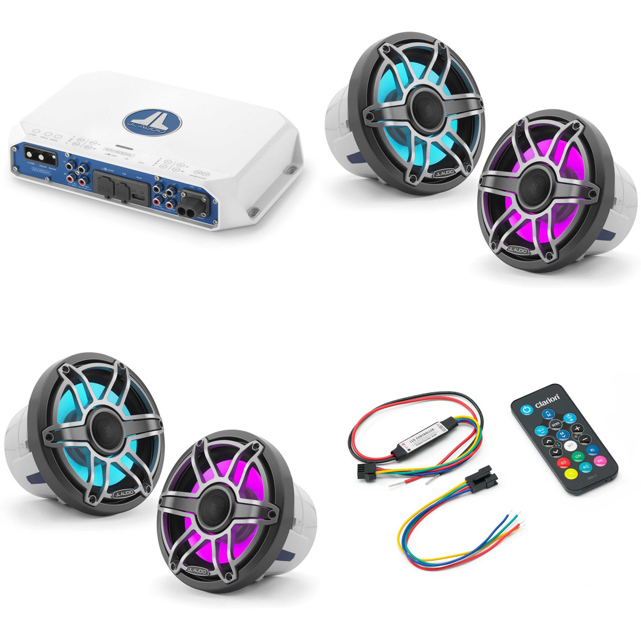 JL Audio MV400/4i w/ (2) M6-880X-S-Gmti-i, RGB LED, Gunmetal