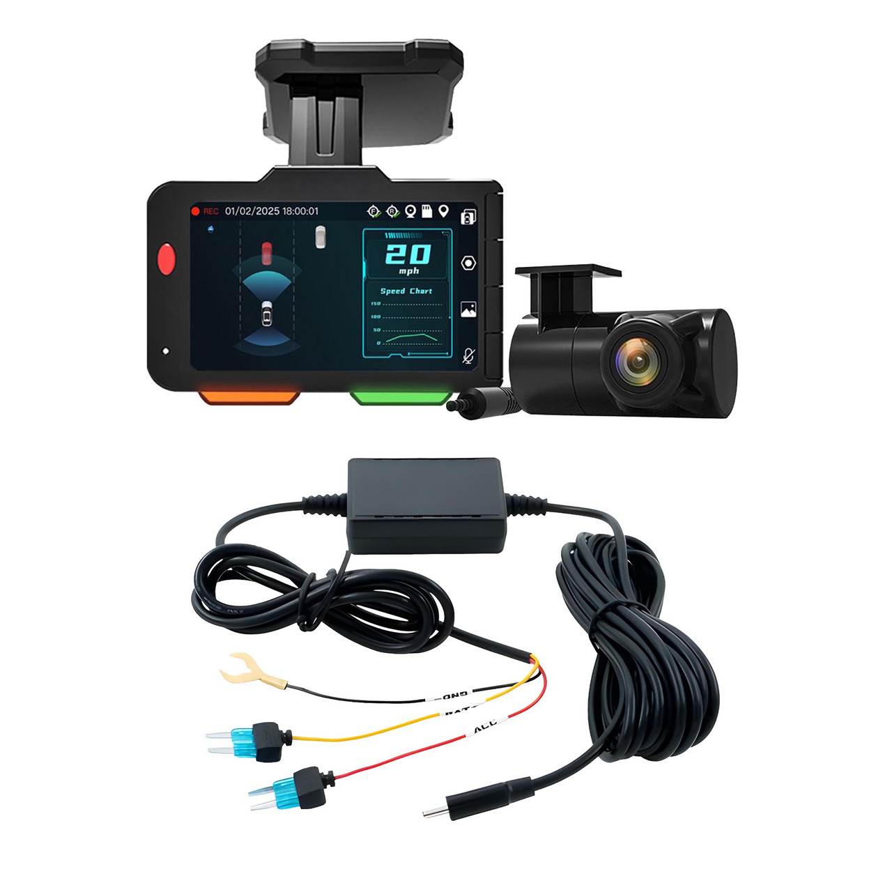 VOXX ADSA ACADC5 AI Dash Cam with VOXX ADSA ACADCHW Hardwire