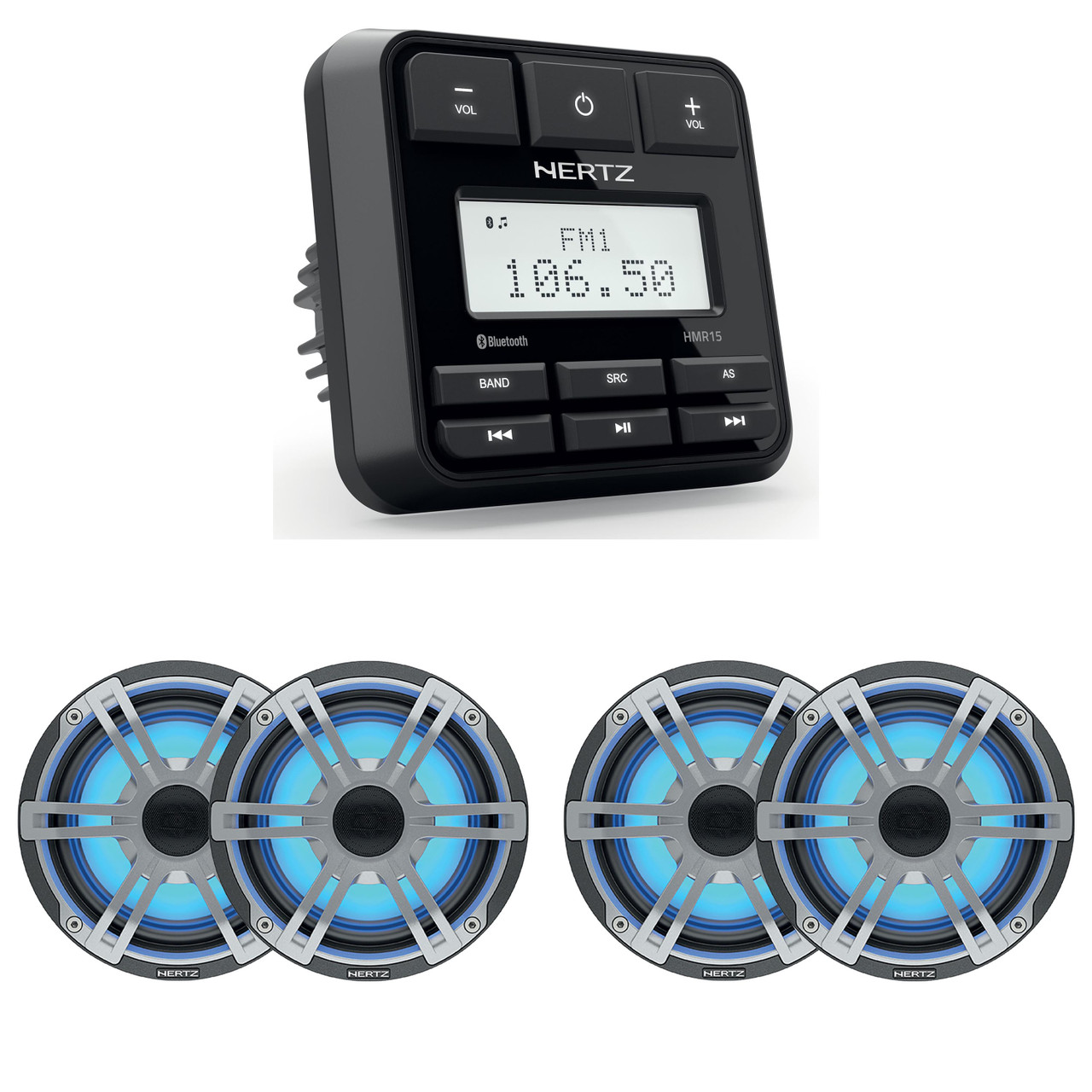 Hertz Marine HMR-15 Receiver and (2 Pair ) HEX Series HEX-65-S-LD