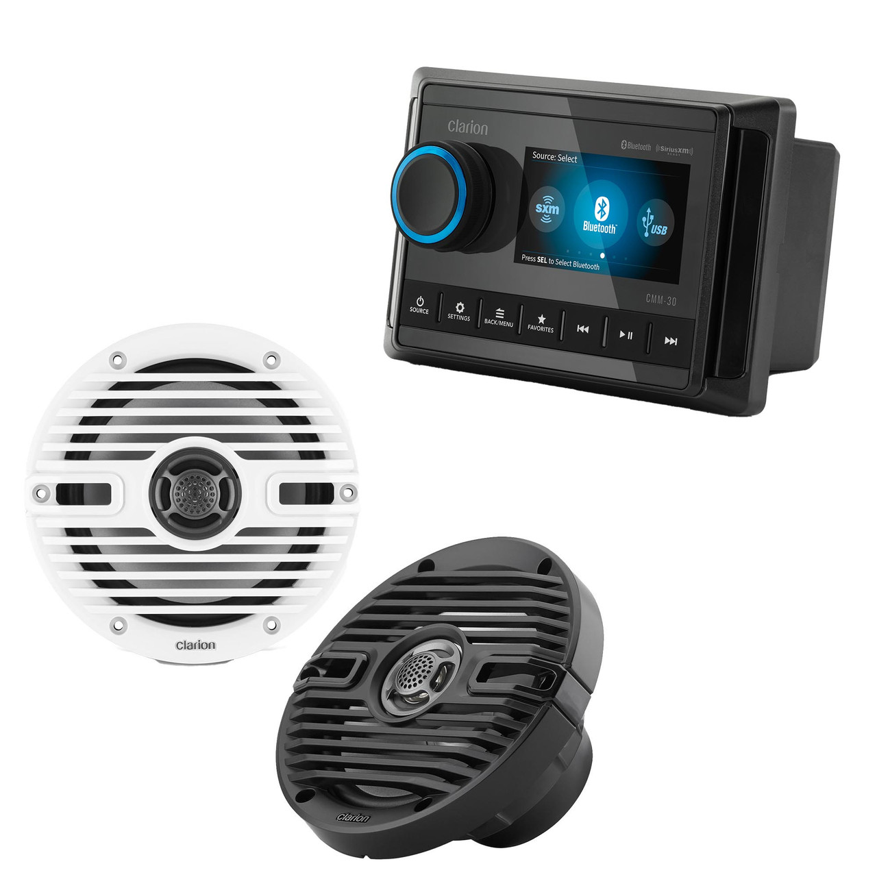 Clarion CMM-30 Marine Source Unit with Full-Color LCD Display with