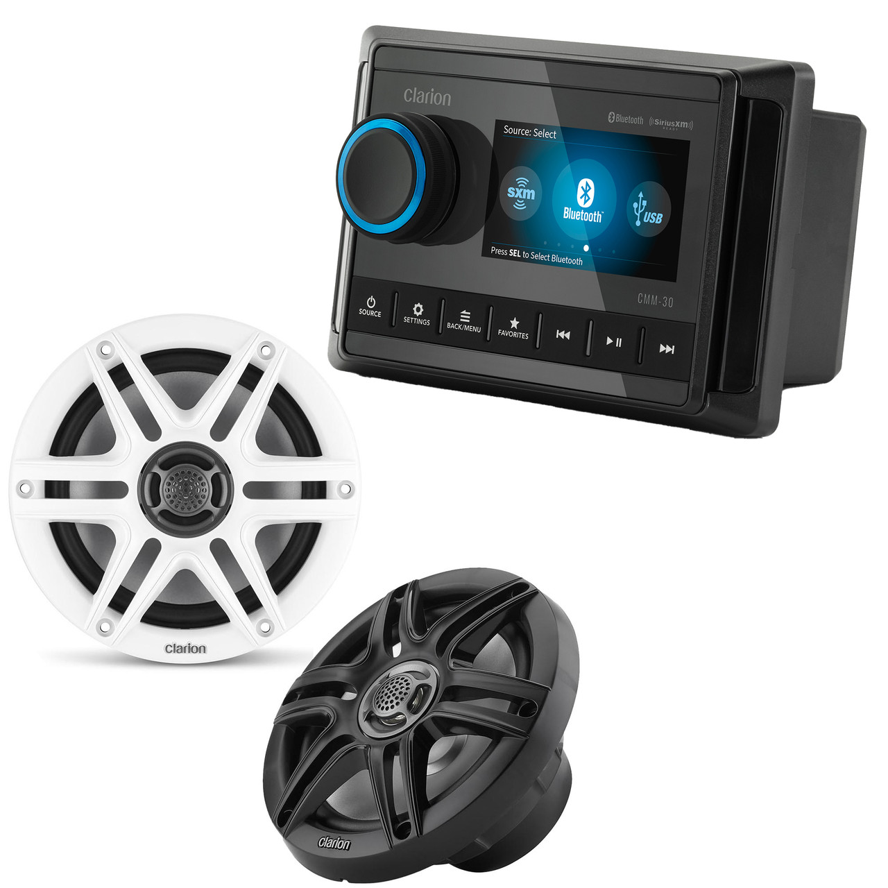 Clarion CMM-30 Marine Source Unit with Full-Color LCD Display with